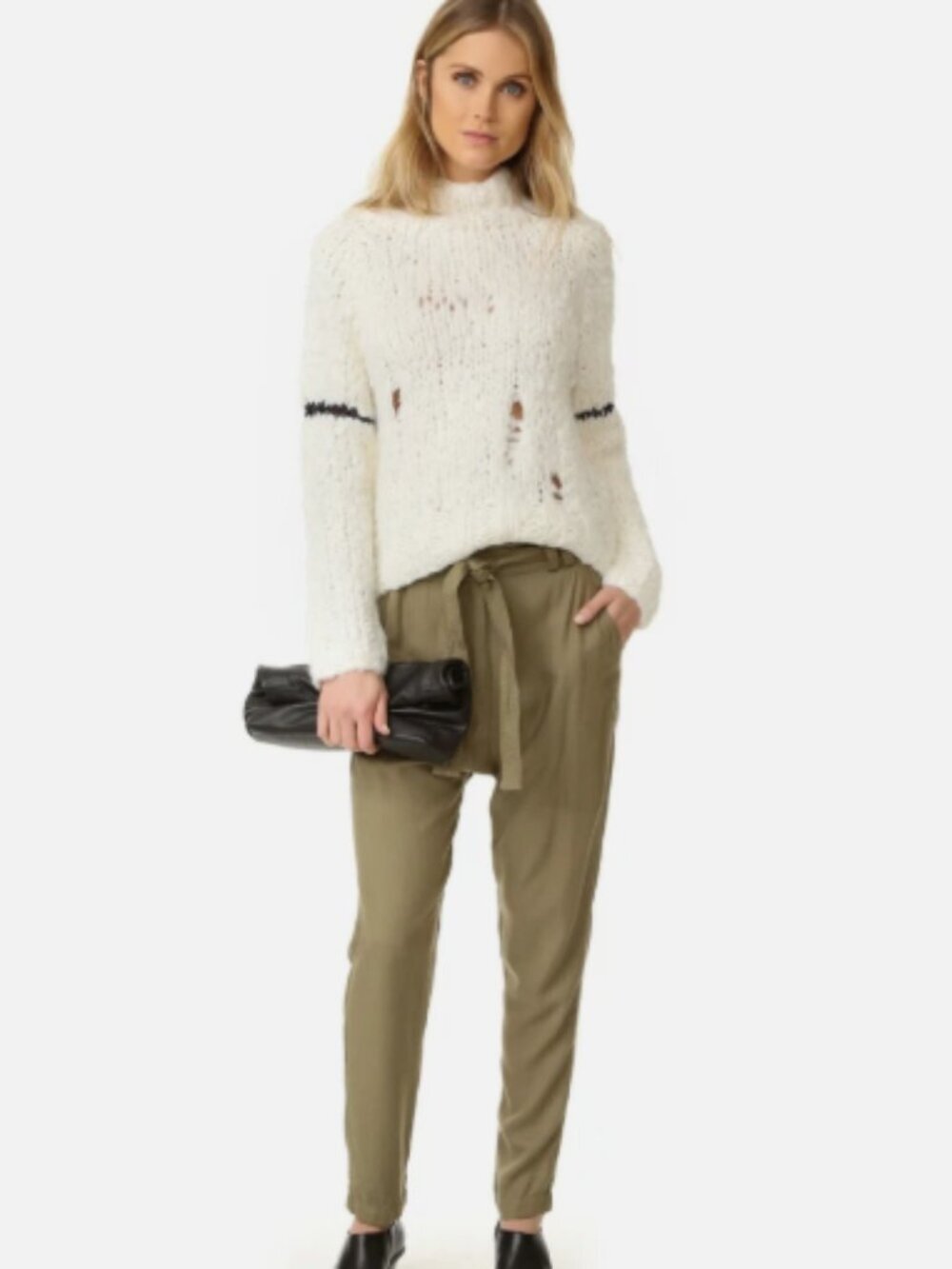 A.L.C. Ansel Dropped Crotch Paperbag Pants Slouchy Army Green